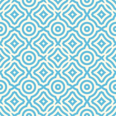 Simetrik geometrik süsleme ile Seamless modeli. Mavi renk arka plan.
