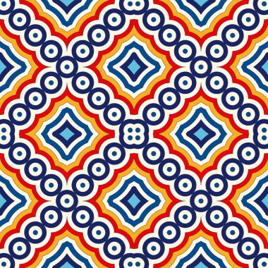 Parlak etnik arka plan. Simetrik geometrik süsleme ile Seamless Modeli.