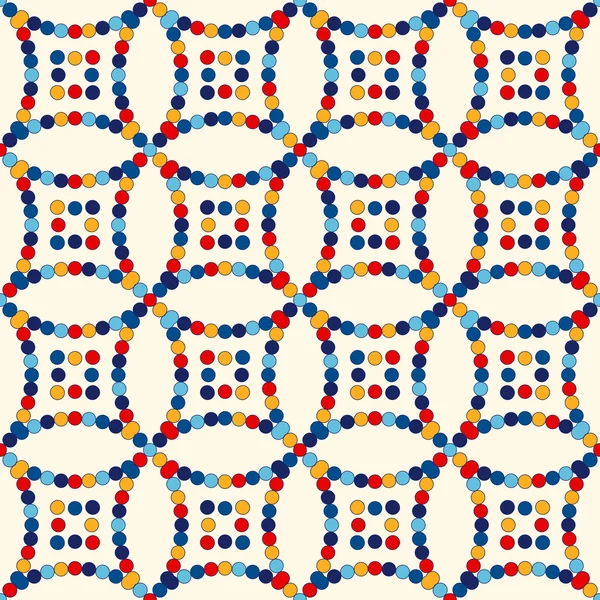 Nahtloses Muster mit symmetrischen geometrischen Ornamenten. abstrakte wiederholte Kreise Hintergrund. ethnische Tapete. — Stockvektor