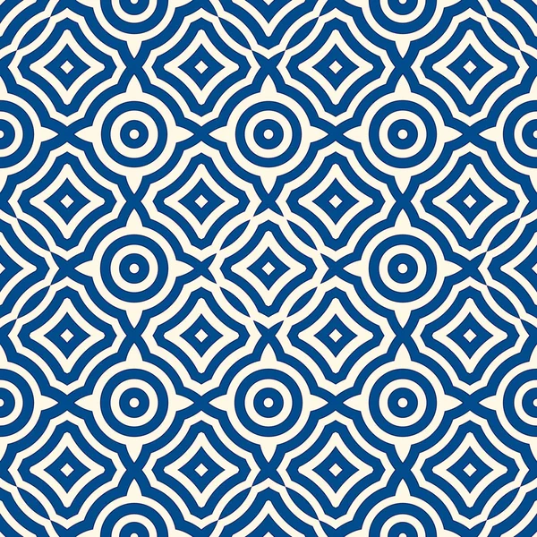 Naadloze patroon met symmetrische geometrische sieraad. Marine kleur abstracte achtergrond. — Stockvector