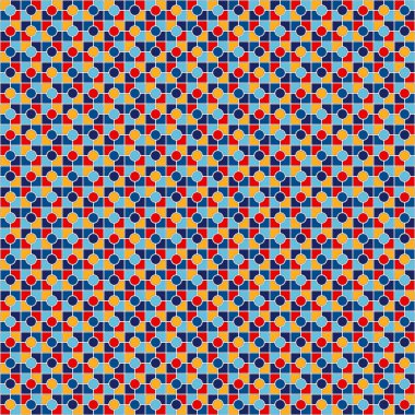 Simetrik geometrik süsleme ile Seamless modeli. Soyut parlak blok arka plan tekrarlanan.