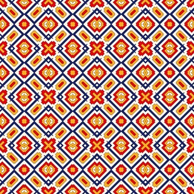 Simetrik geometrik süsleme ile Seamless modeli. Parlak arka plan.