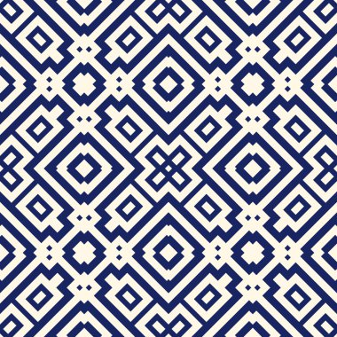 Simetrik geometrik süsleme ile Seamless modeli. Donanma renk arka plan.