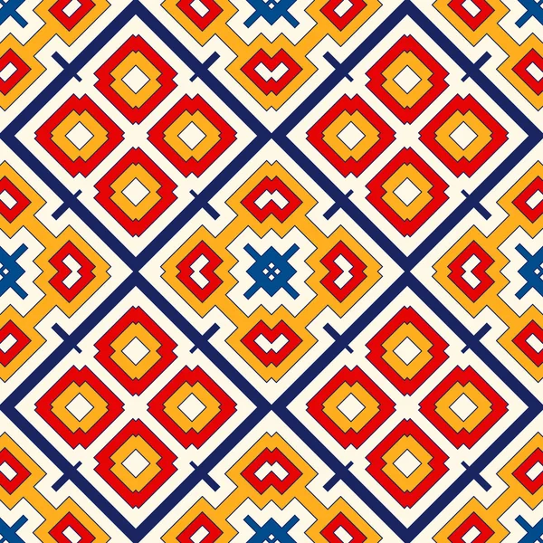 Seamless pattern with symmetric geometric ornament. Bright abstract background. — Stock Vector