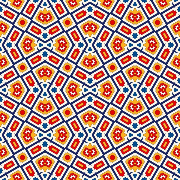 Patrón sin costura con adorno geométrico simétrico. Fondo abstracto brillante . — Archivo Imágenes Vectoriales