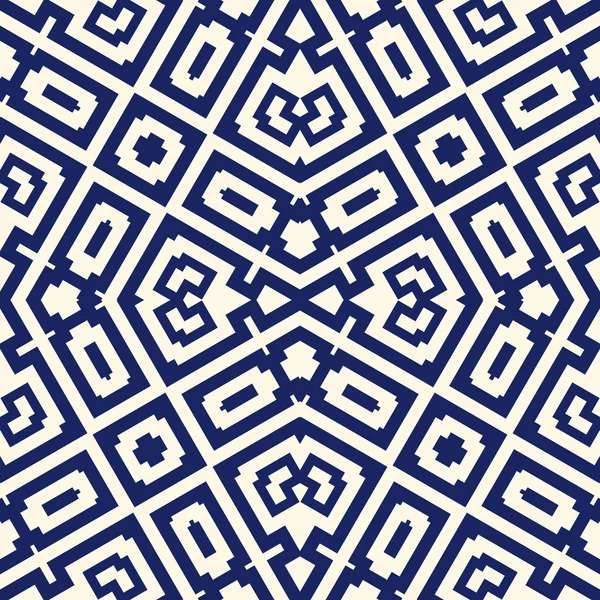 Bezešvé vzor s symetrický geometrické ornamenty. Abstraktní pozadí Navy barva. — Stockový vektor