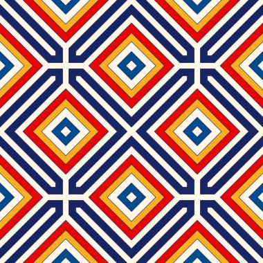 Simetrik geometrik süsleme ile Seamless modeli. Parlak arka plan.