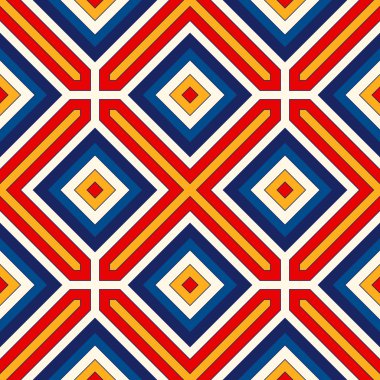 Simetrik geometrik süsleme ile Seamless modeli. Parlak arka plan.