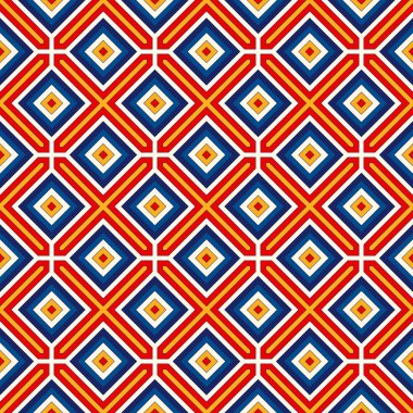 Simetrik geometrik süsleme ile Seamless modeli. Parlak arka plan.