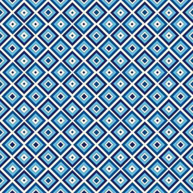 Simetrik geometrik süsleme ile Seamless modeli. Mavi arka plan.