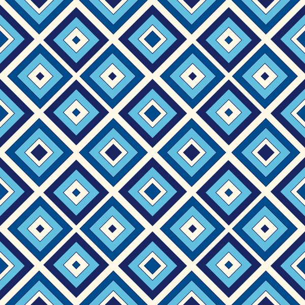 Naadloze patroon met symmetrische geometrische sieraad. Blauwe abstracte achtergrond. — Stockvector