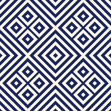 Simetrik geometrik süsleme ile Seamless modeli. Donanma renk arka plan.