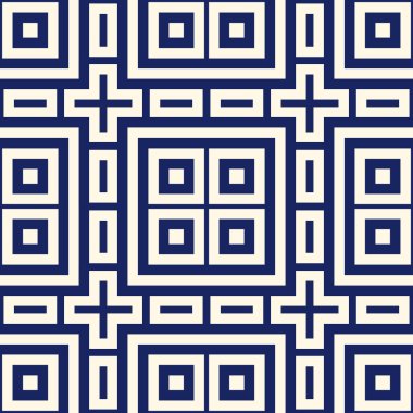 Simetrik geometrik süsleme ile Seamless modeli. Donanma renk arka plan.