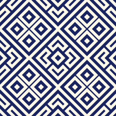 Simetrik geometrik süsleme ile Seamless modeli. Donanma renk arka plan.