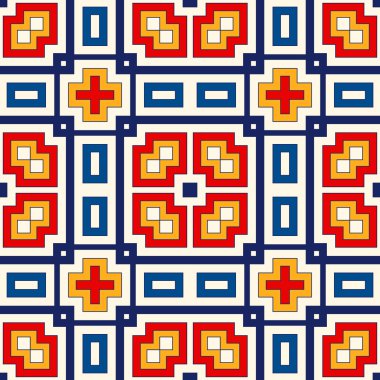 Simetrik geometrik süsleme ile Seamless modeli. Parlak arka plan.