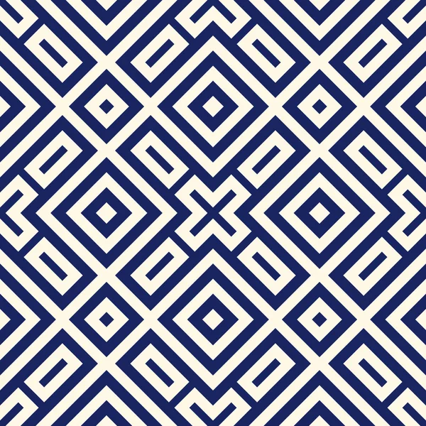 Nahtloses Muster mit symmetrischen geometrischen Ornamenten. Marine Farbe abstrakten Hintergrund. — Stockvektor