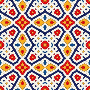 Simetrik geometrik süsleme ile Seamless modeli. Parlak arka plan.