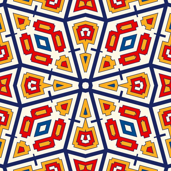 Bezešvé vzor s symetrický geometrické ornamenty. Světlé pozadí abstraktní. — Stockový vektor