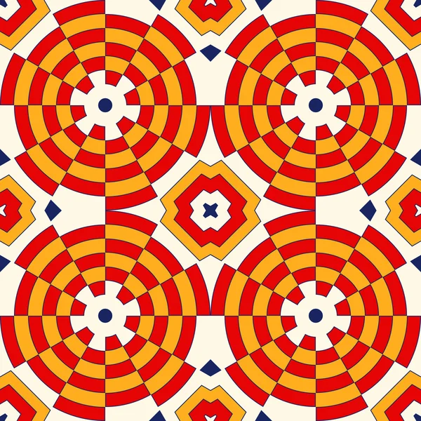 Brillante telón de fondo étnico abstracto. Caleidoscopio colorido patrón sin costura con ornamento redondo decorativo — Vector de stock