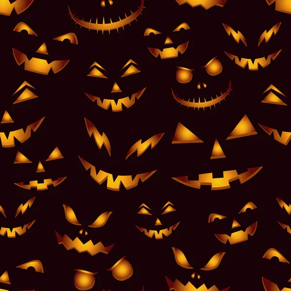 Patrón sin costuras con caras de horror. Fondo de Halloween . — Vector de stock