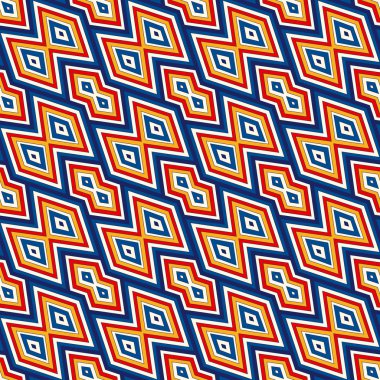 Simetrik geometrik süsleme ile parlak seamless modeli. Renkli arka plan. Etnik ve kabile motifleri.