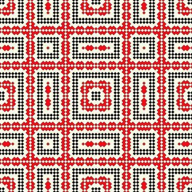 Etnik geometrik soyut süs ile dikişsiz desen. Çapraz dikiş slav nakış motifleri.