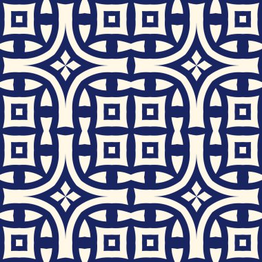 Simetrik geometrik süsleme ile Seamless modeli. Donanma renk arka plan.