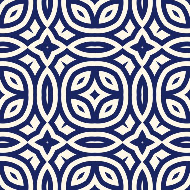 Simetrik geometrik süsleme ile Seamless modeli. Donanma renk arka plan.