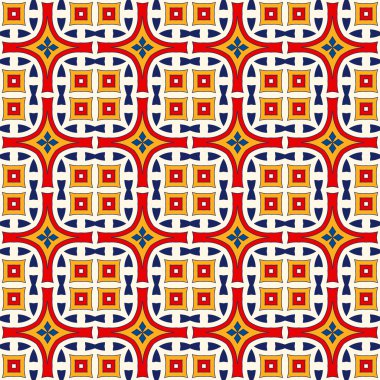 Simetrik geometrik süsleme ile Seamless modeli. Parlak arka plan.