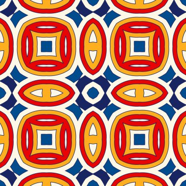 Simetrik geometrik süsleme ile Seamless modeli. Parlak arka plan.