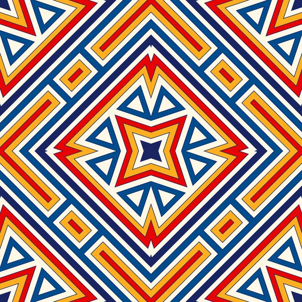 대칭 기하학적 장식으로 밝은 완벽 한 패턴입니다. 다채로운 추상적인 배경입니다. 인종과 부족 모티브. — 스톡 벡터