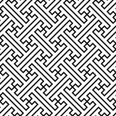 Kusursuz Sayagata deseni. Tekrarlanan kilitlenme tuşları arkaplanı. Klasik doğulu süsü. Geleneksel pencere izleme resmi. Eski etnik mozaik motifi. Tekstil baskısı için dijital kağıt. Vektör sanatı.