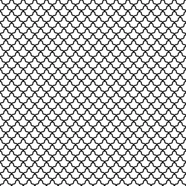 White Interlocking Figures Tessellation Black Background Image Floral Shapes Ethnic — Stock Vector