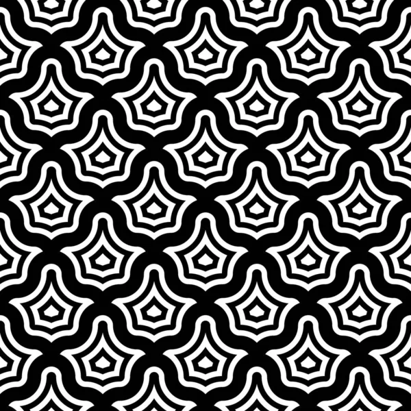 Witte Elkaar Grijpende Figuren Tessellatie Zwarte Achtergrond Afbeelding Met Bloemen — Stockvector