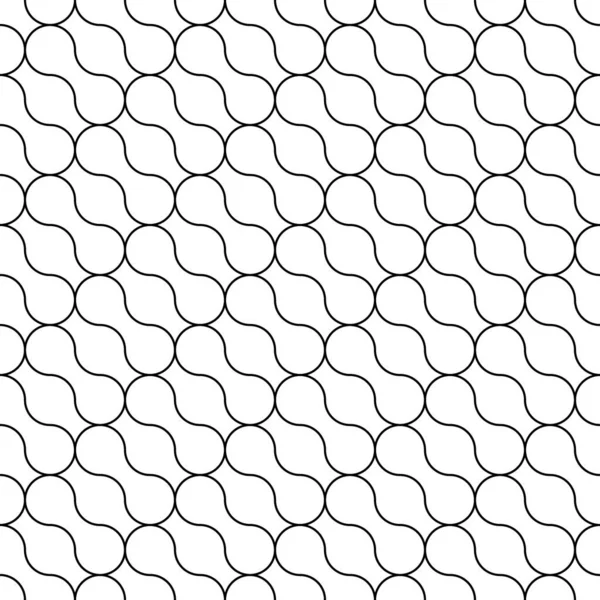 Tessellation Répétée Figures Entrelacées Blanches Sur Fond Noir Blocs Ronds — Image vectorielle