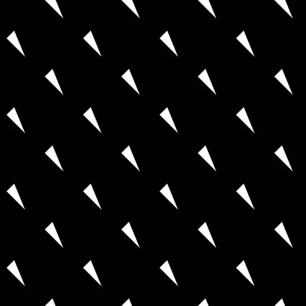 在黑色背景上重复出现白色倾斜的迷你三角形 无缝面图案与多边形装饰 三角块墙纸 对角线笔划的主题 供印刷用的数字纸 飞溅的条纹 — 图库矢量图片