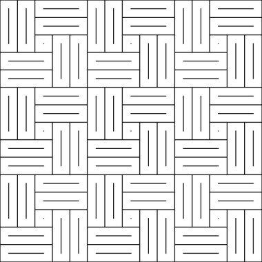 Parke deseni. Sepet dokuma motifi. Örgü çizgili duvar kâğıdı. Beyaz çokgenli kusursuz yüzey dizaynı. Tekstil baskısı için dijital kağıt, web tasarımı. Vektör sanatı illüstrasyonu.