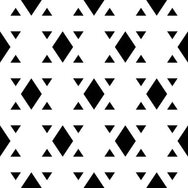 Kusursuz vektör. Rhombuslar, üçgen süslemeler. Poligonlar duvar kağıdı. Basit şekiller. Etnik motif. Geometrik arkaplan. Dijital kağıt, tekstil baskısı, web tasarımı, soyut arkaplan.