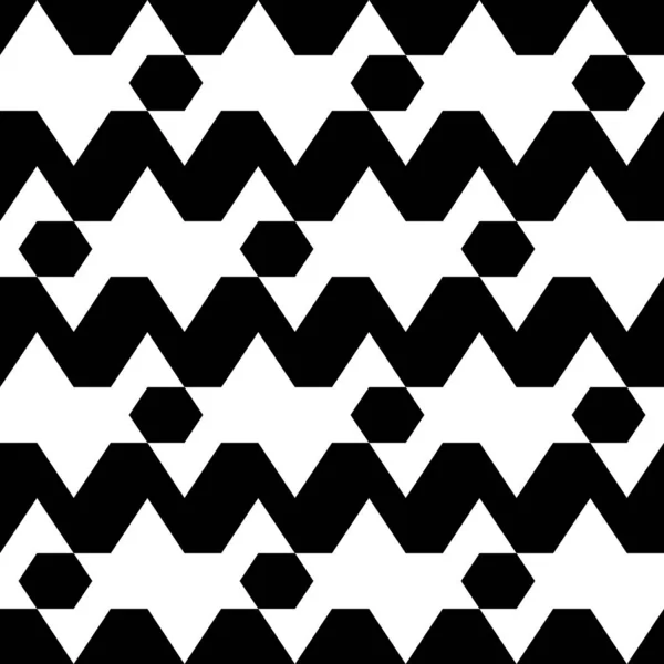 Vector Sin Fisuras Hexagones Líneas Zigzag Fondo Adorno Folclórico Polígonos — Vector de stock