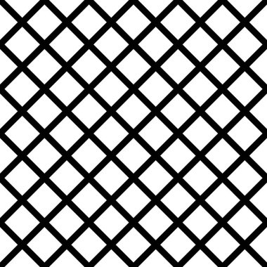 Arka planda tekrarlanan siyah köşegen çizgileri. Şebeke duvar kağıdı. Beyaz elmas süslemeli kusursuz yüzey dizaynı. Izgara motifi. Tekstil baskısı için dijital kağıt, web tasarımı, sayfa dolguları.