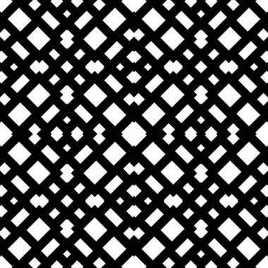 Siyah arka planda tekrarlanan beyaz figürler. Etnik duvar kağıdı. Simetrik çokgenli kusursuz yüzey dizaynı. Geometrik motif. Tekstil baskısı için dijital kağıt, web tasarımı. Vektör