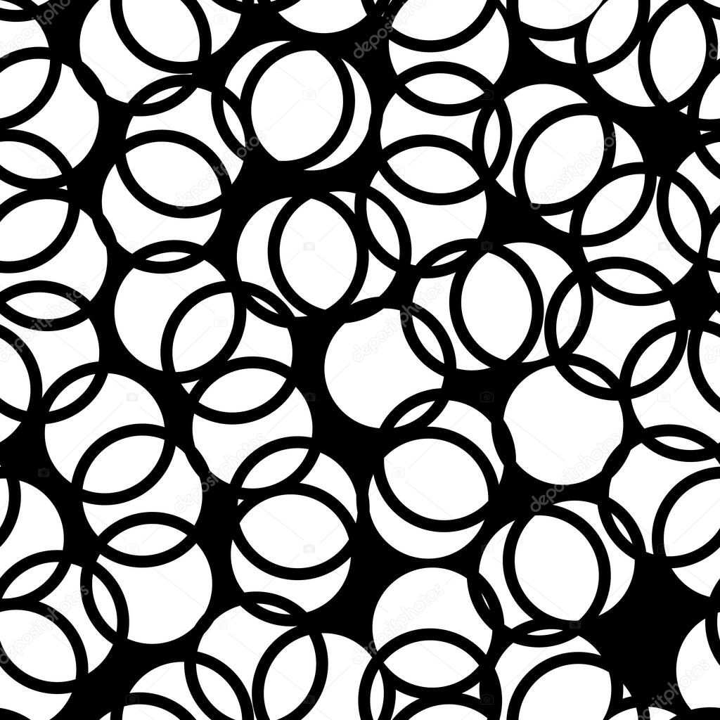 Circles pattern. Circular figures seamless ornament. Geometric motif. Rounds background. Circle shapes wallpaper. Geometrical backdrop. Digital paper, textile print, web design, abstract. Vector work