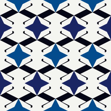 Geometrik dikişsiz desen. Asgari stil yüzey izi. Tekrarlanan yıldızlar motif süsü. Basit coğrafi şekiller arka plan. Modern dekoratif duvar kağıdı. Vektör soyut dijital kağıt