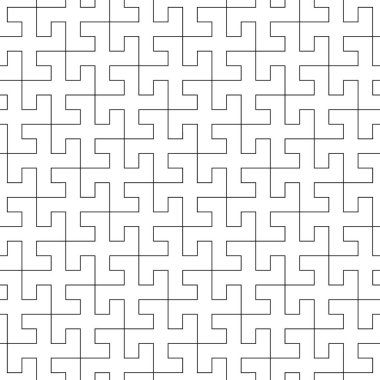 Kusursuz Sayagata deseni. Tekrarlanan iç içe geçmiş manji. Doğu sembolleri süslemesi. Geleneksel mimari duvar kağıdı. Eski etnik mozaik motifi. Dijital kağıt, tekstil baskısı. Vektör sanatı.