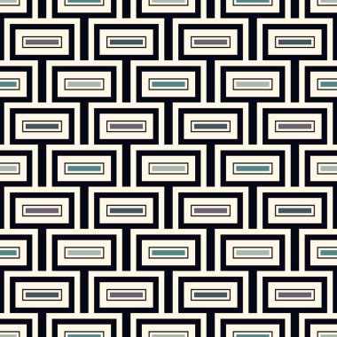 Çağdaş geometrik desen. Tekrarlanan dikdörtgen motifi. Stilize tuğla duvar süsü. Modern soyut arka plan. Kusursuz yüzey tasarımı. Geo duvar kağıdı. Dijital kağıt, tekstil baskısı. Vektör sanatı