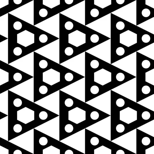 シンプルな形の壁紙 シームレスなパターン 六角形円飾り三角形 近代的な背景 幾何学的な背景 デジタルペーパー ウェブデザイン テキスタイルプリント — ストックベクタ