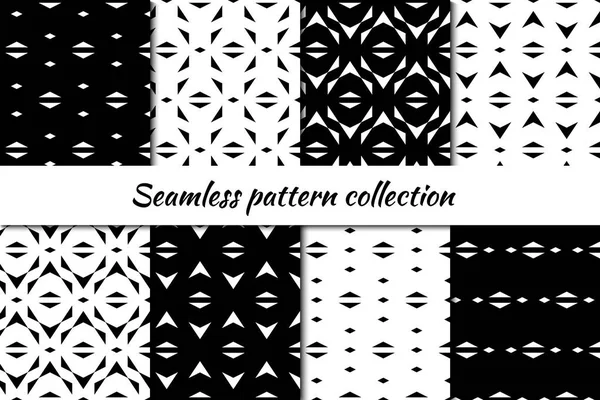 Diamonds Rhombuses Lozenges Triangles Shapes Seamless Patterns Collection Folk Prints — Wektor stockowy