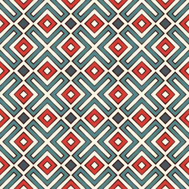 Geometrik şekilli, etnikli, pürüzsüz bir şekil. Amerikan yerlileri soyut arkaplan süslemeleri. Kabile motifi. Dijital kağıt, tekstil baskısı, sayfa doldurma. Vektör sanatı