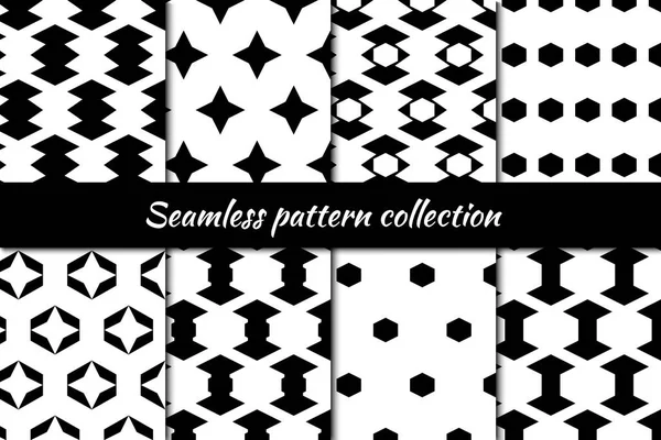 Stars Arrows Hexagons Seamless Patterns Collection Folk Prints Ethnic Ornaments — Stock Vector