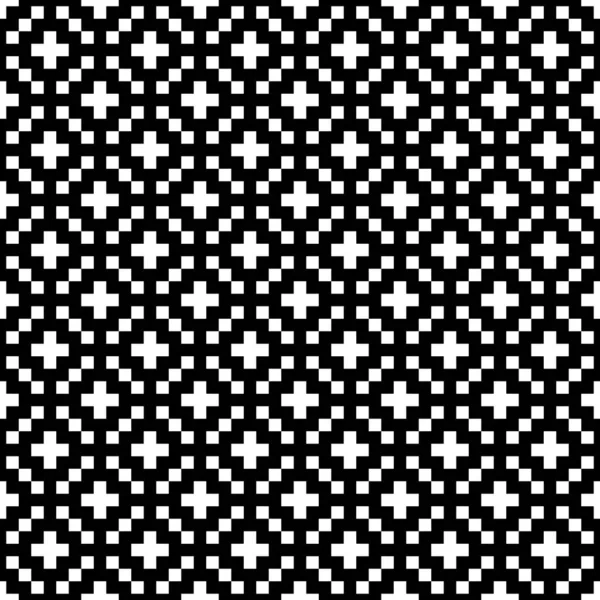 Checks Crosses Ornament Seamless Pattern Squares Plusses Wallpaper Ethnic Motif — Stock Vector